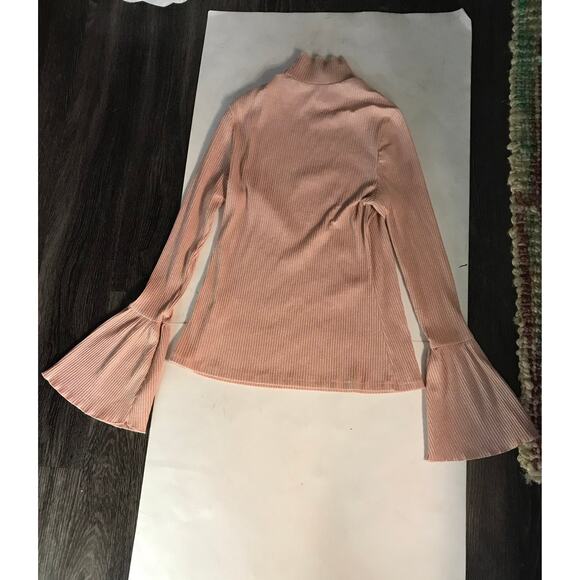 SHEIN Curve Flounce Sleeve Pink Sparkly Turtleneck Sweater 1XL Coquette Girl - Picture 4 of 8